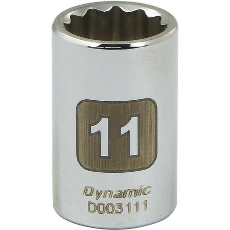 Tools 1/4"" Drive 12 Point Metric, 11mm Standard Length, Chrome Socket -  DYNAMIC, D003111